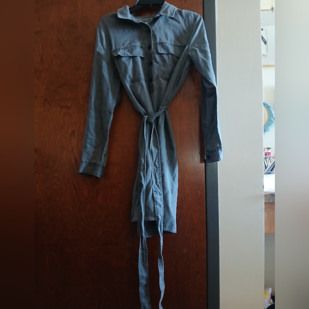 NWT/ GAP FACTORY grey belted shirt mini dress
